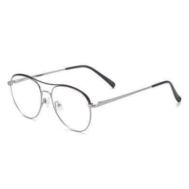 Small Men and Women Double Bridge Metal Full Rim Glasses Frame With Spring Hinge For Prescription Lenses Myopia Reading Bifocal