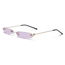 Load image into Gallery viewer, Small Narrow Rimless Sunglasses Vintage 90s Frameless Oval Sunglasses Retro Tinted Y2K Glasses for Women Men