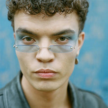 Load image into Gallery viewer, Small Narrow Rimless Sunglasses Vintage 90s Frameless Oval Sunglasses Retro Tinted Y2K Glasses for Women Men