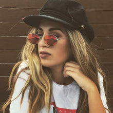 Load image into Gallery viewer, Small Oval Mirror Sunglasses For Women Pink    Men Brand Designer Eyewear Shades Ladies Alloy Sun Glasses UV400 Eyegla