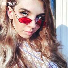 Load image into Gallery viewer, Small Oval Sunglasses Women Vintage Sun Glasses Brand Designer Shades  Lady Metal Eyewear Lunette Red Gold