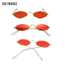 Load image into Gallery viewer, Small Oval Sunglasses Women Vintage Sun Glasses Brand Designer Shades  Lady Metal Eyewear Lunette Red Gold