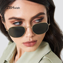 Load image into Gallery viewer, Small Polygonal Metal Sunglasses Women Brand Designer Vintage Sun Glasses Female Oval Retro Eyewear UV400