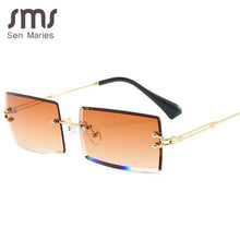 Load image into Gallery viewer, Small Rectangle Rimless Sunglasses Men Women Brand Designer Metal Square Sun Glasses Gray Female Summer Beach Eyewear