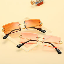 Load image into Gallery viewer, Small Rectangle Rimless Sunglasses Men Women Brand Designer Metal Square Sun Glasses Gray Female Summer Beach Eyewear