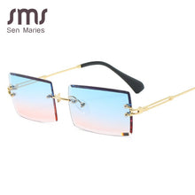 Load image into Gallery viewer, Small Rectangle Rimless Sunglasses Men Women Brand Designer Metal Square Sun Glasses Gray Female Summer Beach Eyewear