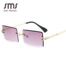 Load image into Gallery viewer, Small Rectangle Rimless Sunglasses Men Women Brand Designer Metal Square Sun Glasses Gray Female Summer Beach Eyewear