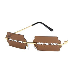 Carica l'immagine nel visualizzatore di Gallery, Small Rectangle Rimless Sunglasses Women Blade Shape Vintage Hollow Eyeglasses Women Razor Gafas Punk UV400 Alloy
