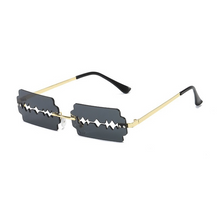 Carica l'immagine nel visualizzatore di Gallery, Small Rectangle Rimless Sunglasses Women Blade Shape Vintage Hollow Eyeglasses Women Razor Gafas Punk UV400 Alloy