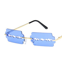 Carica l'immagine nel visualizzatore di Gallery, Small Rectangle Rimless Sunglasses Women Blade Shape Vintage Hollow Eyeglasses Women Razor Gafas Punk UV400 Alloy