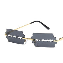 Carica l'immagine nel visualizzatore di Gallery, Small Rectangle Rimless Sunglasses Women Blade Shape Vintage Hollow Eyeglasses Women Razor Gafas Punk UV400 Alloy