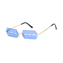 Carica l'immagine nel visualizzatore di Gallery, Small Rectangle Rimless Sunglasses Women Blade Shape Vintage Hollow Eyeglasses Women Razor Gafas Punk UV400 Alloy