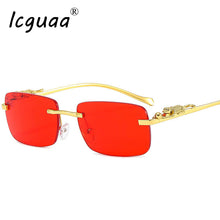 Load image into Gallery viewer, Small Rectangle Sunglasses Women Mens Rimless Square Brand Designer Sun Glasses Male Leopard Female oculos de sol masculino