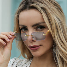 Load image into Gallery viewer, Small Rectangle Sunglasses Women Mens Rimless Square Brand Designer Sun Glasses Male Leopard Female oculos de sol masculino