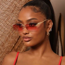Load image into Gallery viewer, Small Rectangle Sunglasses Women Mens Rimless Square Brand Designer Sun Glasses Male Leopard Female oculos de sol masculino