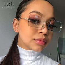 Load image into Gallery viewer, Small Rectangle Sunglasses Women Rimless UV400 Eyewear Vintage Sun Glasses Men Driving Women's Glasses Lunette de soleil femme