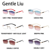 Load image into Gallery viewer, Small Rimless Rectangle Sunglasses Women 2023  Brand Frameless Sun Glasses for Men Blue Light Blocking Eyeglasses