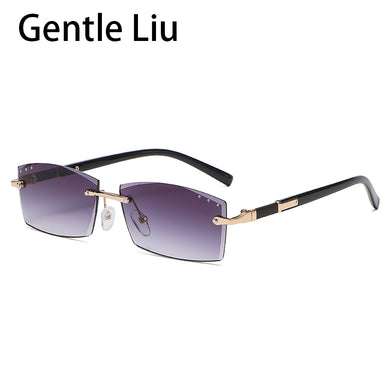 Small Rimless Rectangle Sunglasses Women 2023  Brand Frameless Sun Glasses for Men Blue Light Blocking Eyeglasses