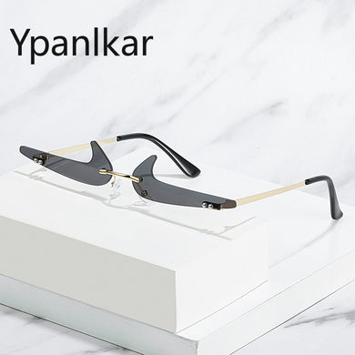 Small Rimless Sunglasses Women 2023 Vintage Popular Travel Funny Eyewear Sexy Prom Framless Sun Glasses For Men