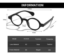Load image into Gallery viewer, Small Round Anti Blue Glasses Men Women Computer Goggles Round Transparent Eyeglass Brand Design Vintage Frame