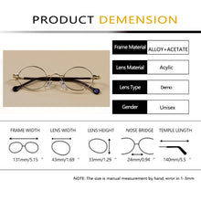 Load image into Gallery viewer, Small Round Glasses Vintage Metal Oval Gold Black Eyeglasses Frame Women Men Full Rim Spectacles For Prescription Glasses