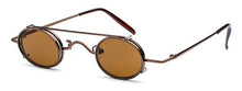 Load image into Gallery viewer, Small Round Steampunk Sunglasses Men Women Retro Metal Clip on Steam Punk Sun Glasses for Male Vintage Gothic Goggles 1304R
