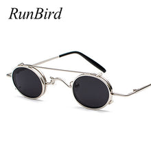 Load image into Gallery viewer, Small Round Steampunk Sunglasses Men Women Retro Metal Clip on Steam Punk Sun Glasses for Male Vintage Gothic Goggles 1304R