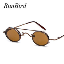 Load image into Gallery viewer, Small Round Steampunk Sunglasses Men Women Retro Metal Clip on Steam Punk Sun Glasses for Male Vintage Gothic Goggles 1304R