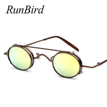 Load image into Gallery viewer, Small Round Steampunk Sunglasses Men Women Retro Metal Clip on Steam Punk Sun Glasses for Male Vintage Gothic Goggles 1304R