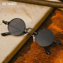 Load image into Gallery viewer, Small Round Sunglasses Women Men UV400 Metal Brand Designer Punk Sun Glasses Steampunk Vintage Goggles Black Shades
