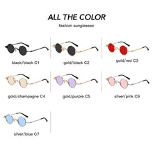 Load image into Gallery viewer, Small Round Sunglasses Women Men UV400 Metal Brand Designer Punk Sun Glasses Steampunk Vintage Goggles Black Shades