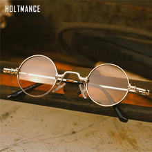 Load image into Gallery viewer, Small Round Sunglasses Women Men UV400 Metal Brand Designer Punk Sun Glasses Steampunk Vintage Goggles Black Shades