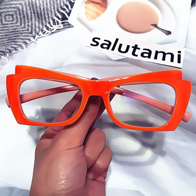 Small Square Anti-blue Light Cat Eye Glasses Frame For Women Orange Computer Eyeglasses Female Black Green Shades
