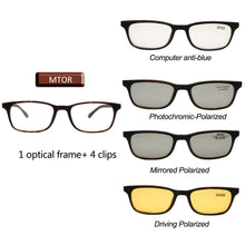 Load image into Gallery viewer, Small Square Polarized Sunglasses Men 4 In 1 Magnet Clip On Glasses Ultem Glasses Frame Computer Prescription Eyewear Women