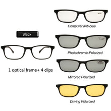 Load image into Gallery viewer, Small Square Polarized Sunglasses Men 4 In 1 Magnet Clip On Glasses Ultem Glasses Frame Computer Prescription Eyewear Women