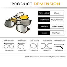 Load image into Gallery viewer, Small Square Polarized Sunglasses Men 4 In 1 Magnet Clip On Glasses Ultem Glasses Frame Computer Prescription Eyewear Women