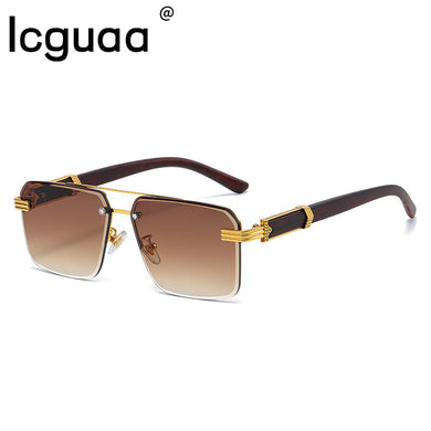 Small Square Sunglasses 18K Gold Bound Eye Wear Marble Wood Grain Rectangle Gafas Oculos Women Brand Designer Sunglasses