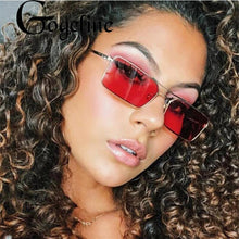 Load image into Gallery viewer, Small Square Women‘s Sunglasses Frame Clear Double Bridge Men&#39;s Sun Glasses Vintage Alloy Metal UV400 Female Shades Red Yellow