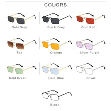 Load image into Gallery viewer, Small Square Women‘s Sunglasses Frame Clear Double Bridge Men&#39;s Sun Glasses Vintage Alloy Metal UV400 Female Shades Red Yellow