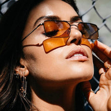 Load image into Gallery viewer, Small Square Women‘s Sunglasses Frame Clear Double Bridge Men&#39;s Sun Glasses Vintage Alloy Metal UV400 Female Shades Red Yellow