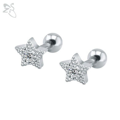 Orecchini a stella piccola con pietre di cristallo Orecchini a bottone in rame Piercd Helix Body Orecchini in argento con gioielli per feste per le donne 