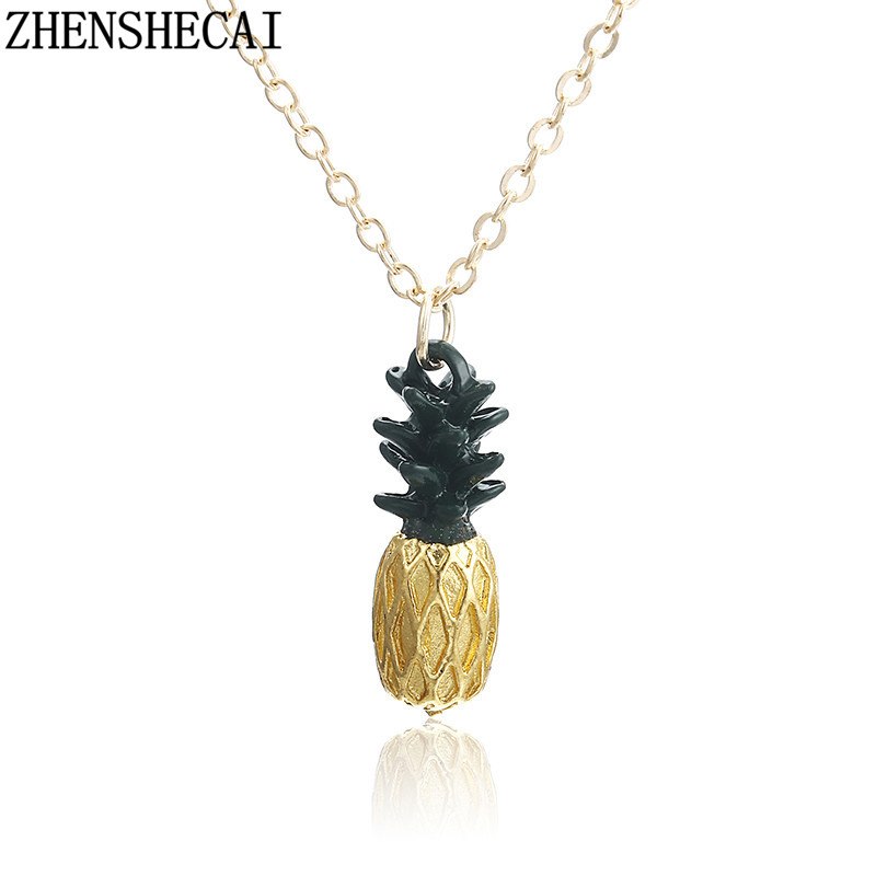 Small pineapple torque fruit cute charm necklace pendant long chain summer fashion jewelry gift for women accessories x181