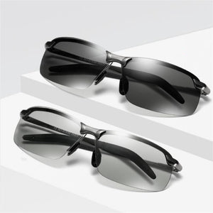 Smart Men's Day Night Dual-Use Driver Mirror Metal Sunglasses Night Vision Eyes Smart Color-Changing Polarized Sunglasses GH884