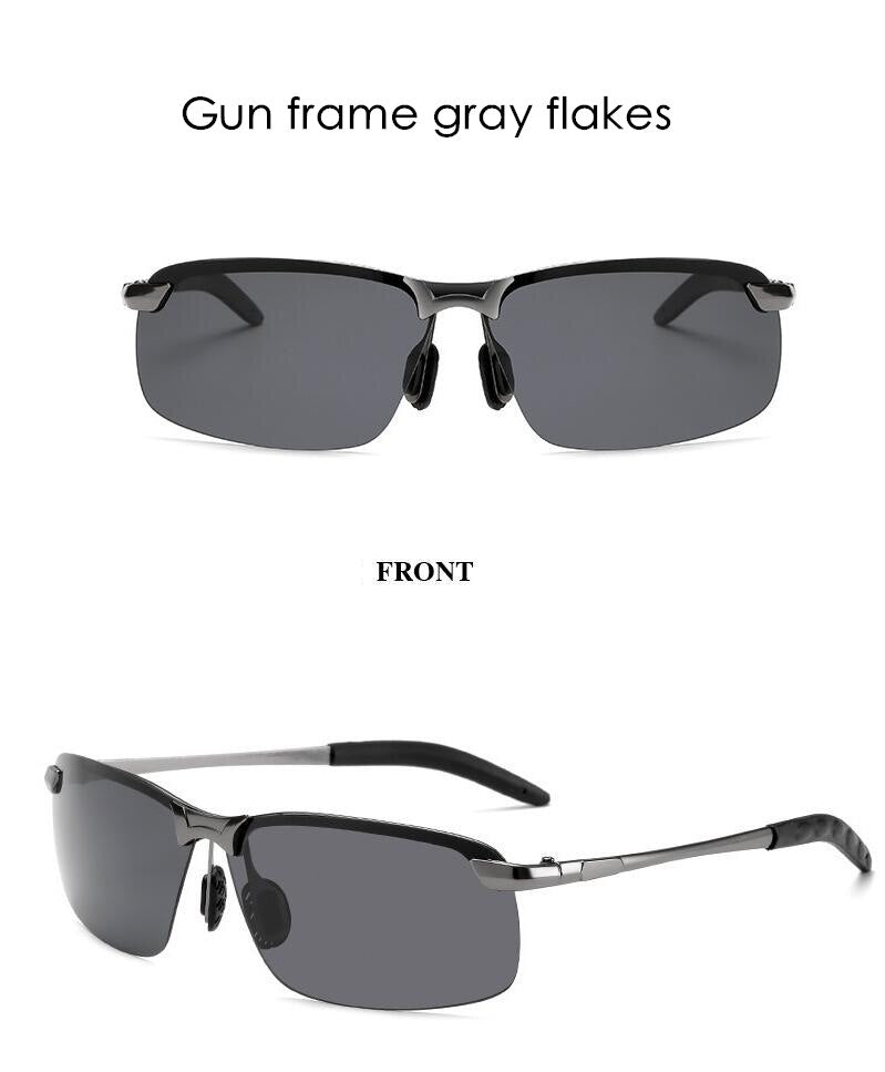 Smart Men's Day Night Dual-Use Driver Mirror Metal Sunglasses Night Vision Eyes Smart Color-Changing Polarized Sunglasses GH884