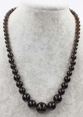 Collana rotonda con quarzo fumé da 6-14 mm, perle da 18 pollici, perline all'ingrosso, natura donna 2018 