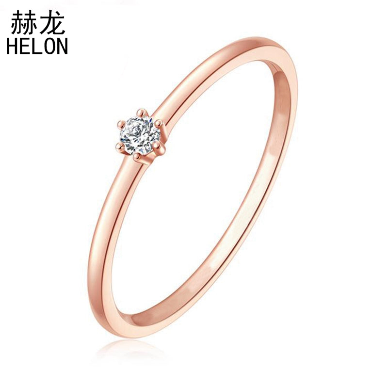 Solid 10k Rose Gold 0.03CT SI/H Round 100% Natural Diamonds Engagement Ring Anniversary Women Classic Fine Jewelry unique Ring