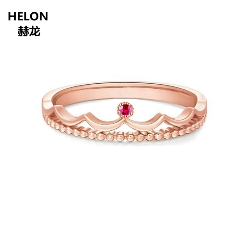 Solid 14k Rose Gold Natural Ruby Women Engagement Ring Anniversary Wedding Band Fine Jewelry