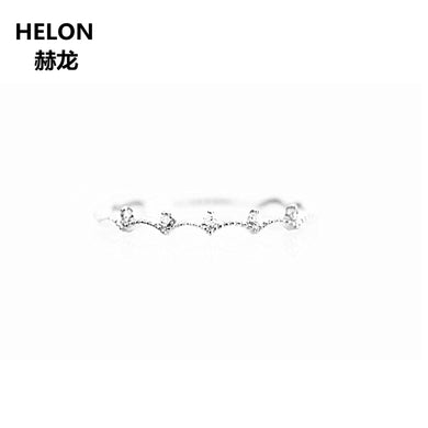 Solid 14k White Gold Crown SI/H Natural Diamonds Wedding Band Engagement Ring for Women Waves Fine Jewelry Trendy