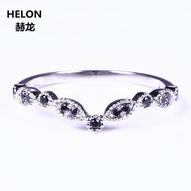 Solid 14k White Gold Natural Black Diamonds Engagement Ring Anniversary Wedding Band Party Fine Jewelry Women Ring Trendy