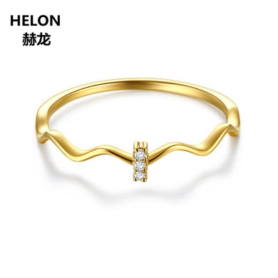 Solid 14k Yellow Gold SI/H Natural Diamonds Engagement Wedding Band Trendy Women Band Fine Jewelry Wave